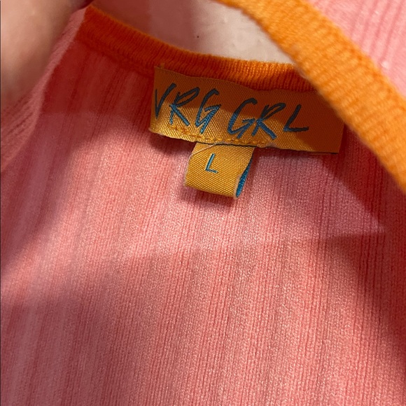 VRG GRL WOMENS RIBBED KNIT MAXI DRESS CUTOUT PINK ORANGE LARGE - Picture 5 of 7